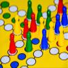 10X7ft Fabric Classic Board Game Pieces Set Backdrop, Colorful Plastic Playing Pawns in Red, Blue, Green, Yellow for Traditional Table Games Background, Party Game Accessories view 1