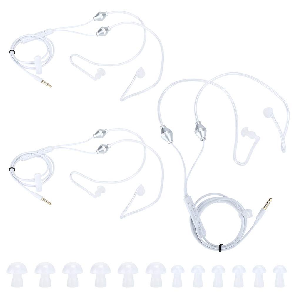 3Set Air Conduit Earphone Headset, Wire Headphone with Air Spiral Conduit, 35mm. Standard Plug for Phone, Headphones with Magal Material, Includes 6 Ear