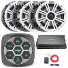 Marine Bluetooth 3-Zone Controller, 6X 6.5 195 Watt Max Power 4-Ohm Boat Coaxial Speakers W/Charcoal and White Grilles, 6-Channel 50 Watts x 6 Weather-Resistant Class D Amplifier, Amp Install Kit view 1