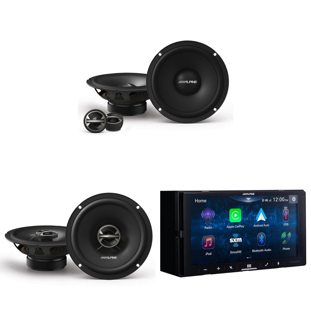 Alpine iLX-W670-S Digital Multimedia Receiver with CarPlay and Android Auto Compatibility w/EL-E65C-G 6.5" Component & EL-E65-G Coaxial Speaker Set