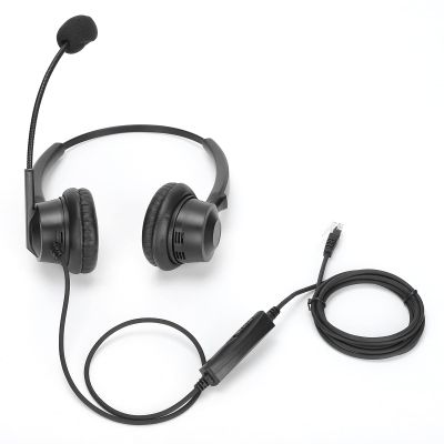 nehzgnauh Binaural Headset with Noise Canceling Mic, Business Headphone, Hands Communication Headset with Volume Control, 330 Rotatable Microphone Boom for Call Centers