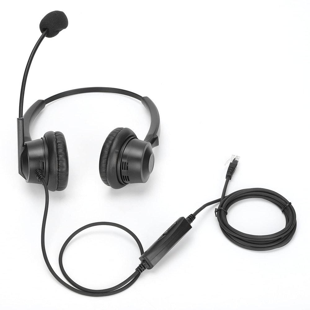 nehzgnauh Binaural Headset with Noise Canceling Mic, Business Headphone, Hands Communication Headset with Volume Control, 330 Rotatable Microphone Boom for Call Centers