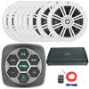 Metra IBBTR19 Marine Bluetooth 3-Zone Controller, 8X 6.5 150 Watts Max Power 2-Way Boat Coaxial White Speakers, 800 Watt 8-Channel Full-Range Class D Amplifier, 8 Gauge Amplifier Installation Kit view 1