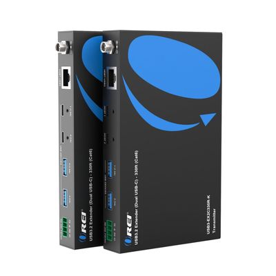 OREI USB 3.2 Over Ethernet HDbaseT Cat6 Extender LAN Upto 330 Feet - Dual Host Extends 2X USB-C/ 2X USB-A Signal Over LAN Ethernet - RS-232, PoC, Supports All Operating System