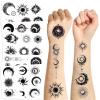 10 Sheets Sun & Moon Temporary Tattoos Birthday Themed Party Supplies Decoration Favors Lunar & Solar Sticker Teenagers, men, women Activity Class Prizes view 1