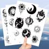 10 Sheets Sun & Moon Temporary Tattoos Birthday Themed Party Supplies Decoration Favors Lunar & Solar Sticker Teenagers, men, women Activity Class Prizes view 2