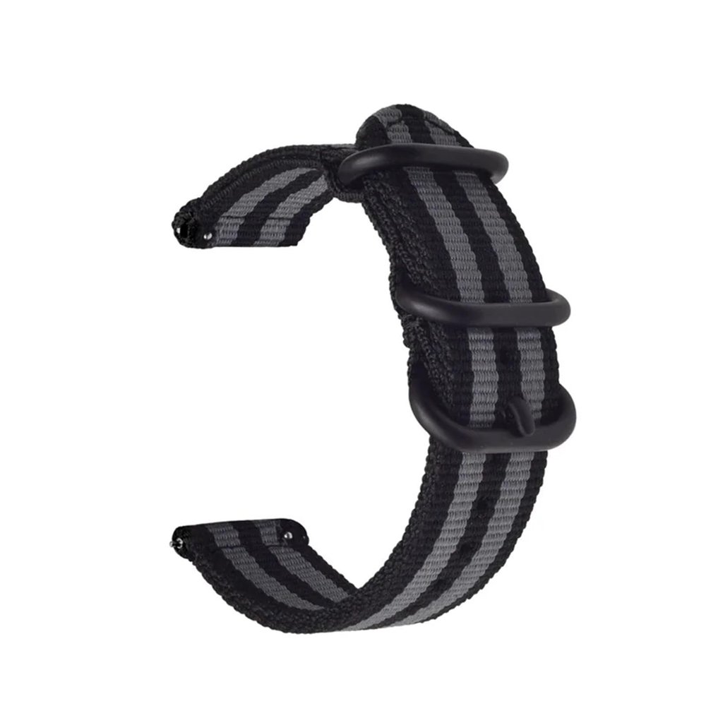 22mm 20mm Woven Nylon Strap For Watch 6 4 5 44mm Gear S3 Classic Active 2 Band 24mm 18mm Fabric(Black Grey,22mm)