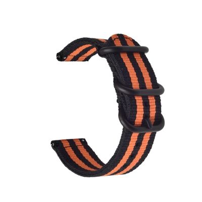 22mm 20mm Woven Nylon Strap For Watch 6 4 5 44mm Gear S3 Classic Active 2 Band 24mm 18mm Fabric(Black Orange,24mm)