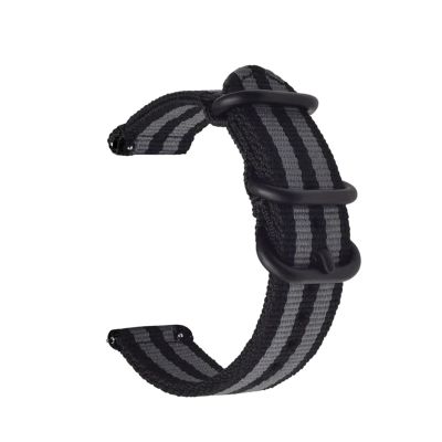 22mm 20mm Woven Nylon Strap For Watch 6 4 5 44mm Gear S3 Classic Active 2 Band 24mm 18mm Fabric(Black Grey,18mm)