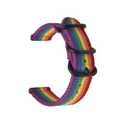 22mm 20mm Woven Nylon Strap For Watch 6 4 5 44mm Gear S3 Classic Active 2 Band 24mm 18mm Fabric(Rainbow,20mm)