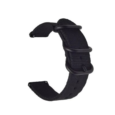 22mm 20mm Woven Nylon Strap For Watch 6 4 5 44mm Gear S3 Classic Active 2 Band 24mm 18mm Fabric(Black,24mm)