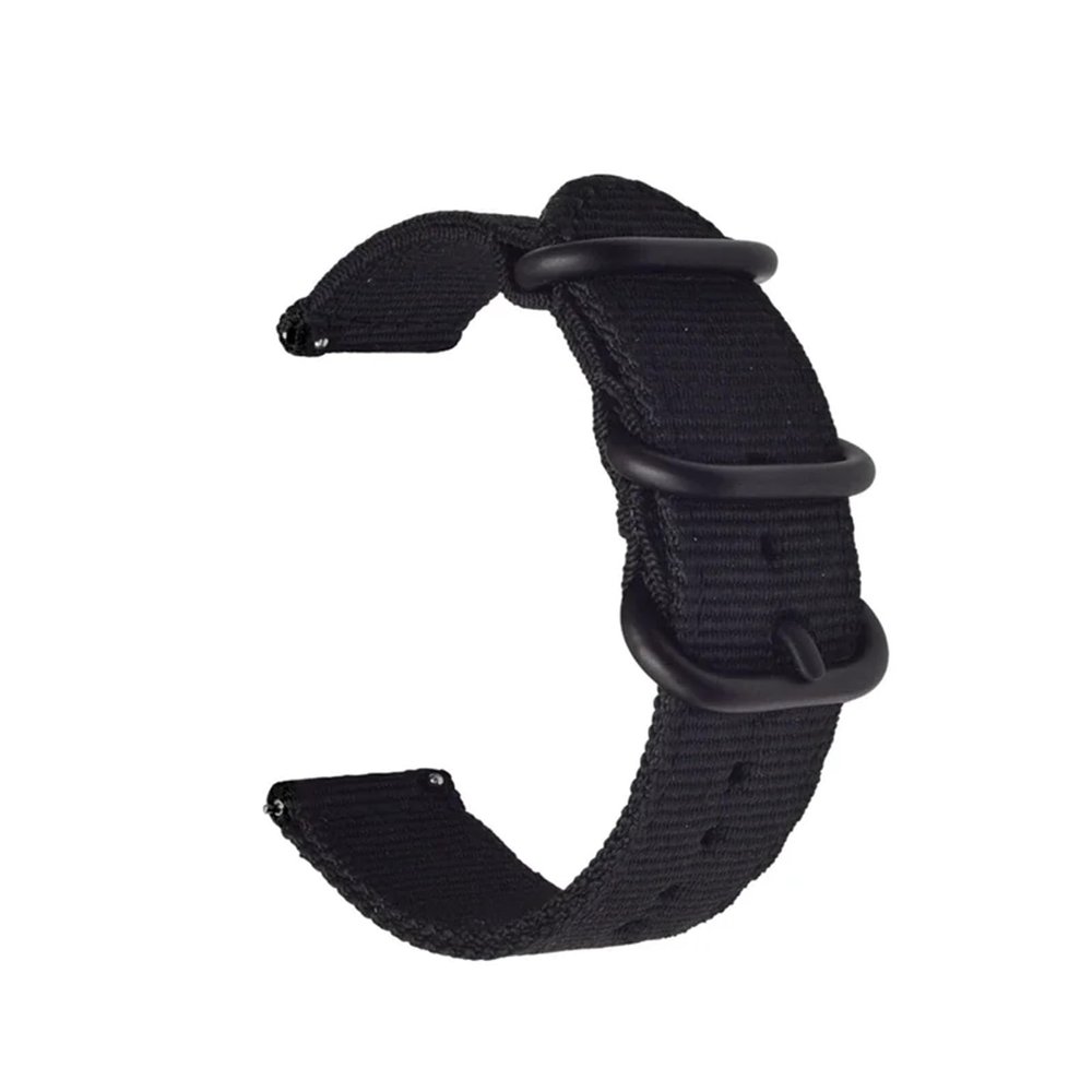 22mm 20mm Woven Nylon Strap For Watch 6 4 5 44mm Gear S3 Classic Active 2 Band 24mm 18mm Fabric(Black,24mm)