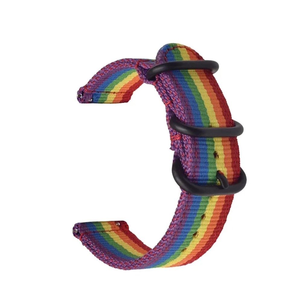 22mm 20mm Woven Nylon Strap For Watch 6 4 5 44mm Gear S3 Classic Active 2 Band 24mm 18mm Fabric(Rainbow,24mm)