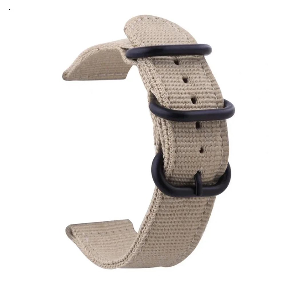 22mm 20mm Woven Nylon Strap For Watch 6 4 5 44mm Gear S3 Classic Active 2 Band 24mm 18mm Fabric(Beige,22mm)