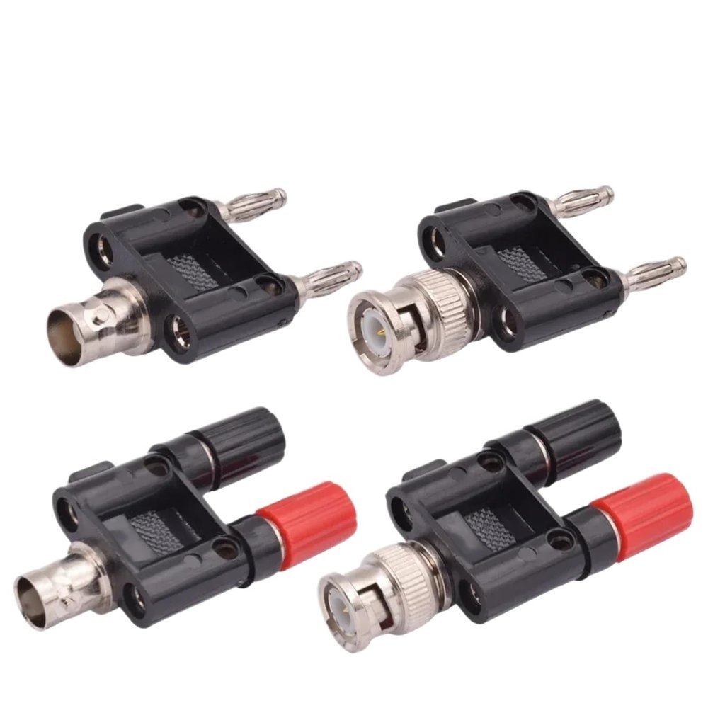 10pcs BNC to Two Dual 4mm Banana Socket Binding Post Male Female Jack Connector RF Adapter Terminal(Male-02)
