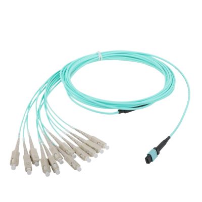 1PCS 10G Multimode 12-Core MPO to 12SC OM3 Fiber Extension Cable 1M/3M/5M/10M/15M/20M Fiber Optic Patch Cord(1M)