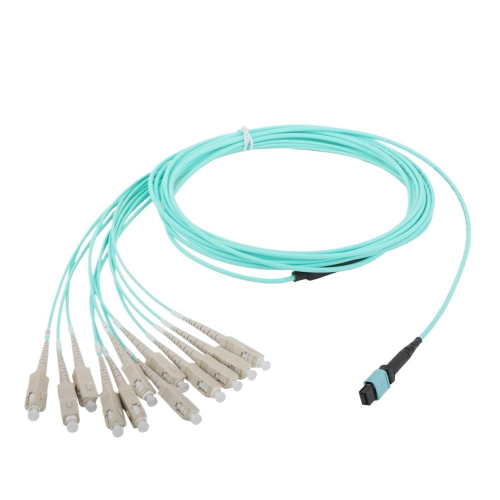 1PCS 10G Multimode 12-Core MPO to 12SC OM3 Fiber Extension Cable 1M/3M/5M/10M/15M/20M Fiber Optic Patch Cord(1M)