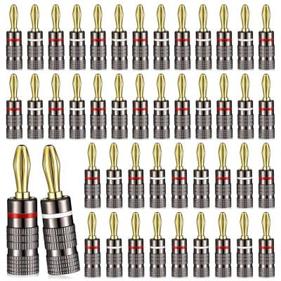 100pcs Banana Gold Plated Copper 4mm Banana Connector Male Speaker Gun Metal