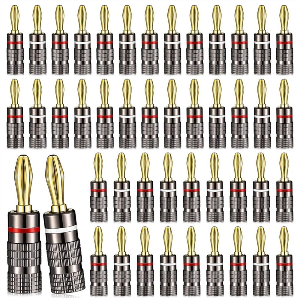 100pcs Banana Gold Plated Copper 4mm Banana Connector Male Speaker Gun Metal