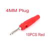 10Pcs 4mm Gold Plated Banana Pure Copper Solderless Side Stackable Banana Connector Red and Black(50R) view 2
