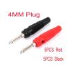 10Pcs 4mm Gold Plated Banana Pure Copper Solderless Side Stackable Banana Connector Red and Black(5PCS Red 5PCS Black) view 2