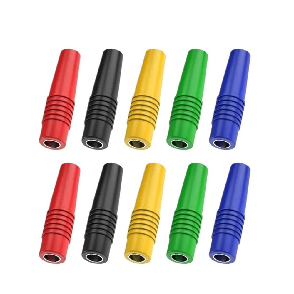 10PCS 4mm Banana Female Insulated Jack Solder Connector Welded Type 24A for 2.5-4mm Wire(Red Black 10PCS)