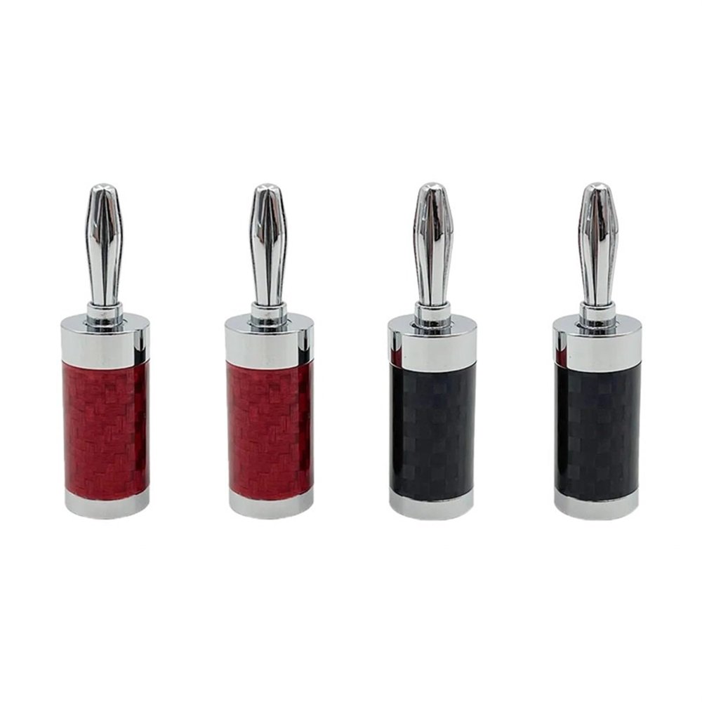 8/40/200Pcs Rhodium Plated Carbon Fiber 4mm Speaker Cable Banana Male Terminal Jack Audio Connector(8Pcs (4Pairs))