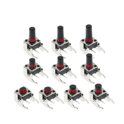 BHUPWZE Momentary Tactile Tact Push Button Switch Right Angle Horizontal Holder with Stent 6 * 6 * 4.3/5/6/7/8/9/10/11/12/mm 6x6(6x6x7mm,20PCS)