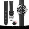 20mm Fluororubber Watch Strap for Rolex Submariner, Replacement Band with Stainless Steel Pin Buckle Butterfly Clasp(Green b2) view 2