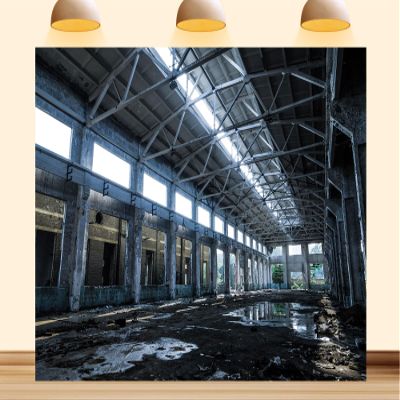 10X5ft Fabric Industrial Warehouse Photography Backdrop, Abandoned Factory Interior, Large Format Studio Props, Urban Decay Theme, Professional Photo Background