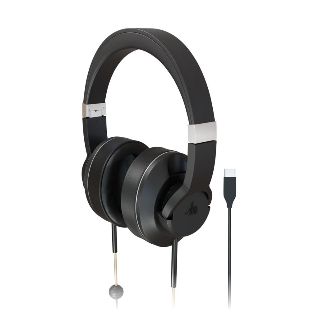 DefenderShield Over-Ear Air Tube Headphones E M F Free  USB-C Wired Design for Reduced Wireless Signal Contact  Built-in Mic & Audio Controls  Foldable Airtube Headphones with Travel Case