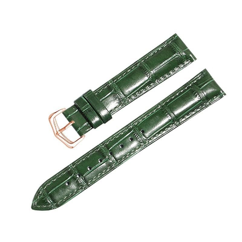 Genuine Leather Watch Strap For Cartier Tank Santos Pin Buckle(Green r1,17mm)