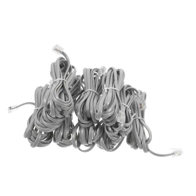 KONTONTY 10pcs PC Phone Extension Cable Silver Gray with Pure Copper for Office Hotel Fax Answering Machine PVC Telephone Cord