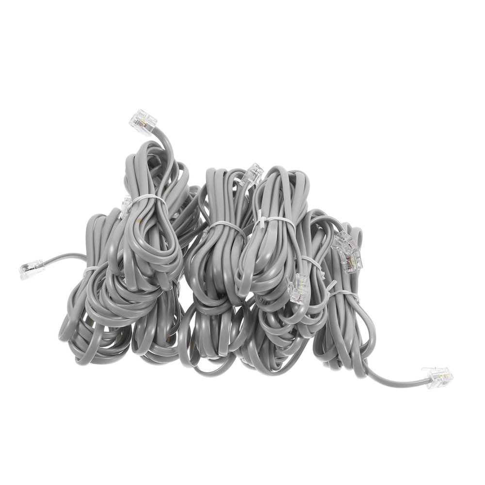 KONTONTY 10pcs PC Phone Extension Cable Silver Gray with Pure Copper for Office Hotel Fax Answering Machine PVC Telephone Cord