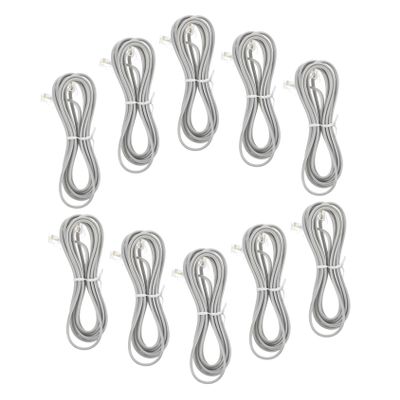COOLHIYA 10pcs PC Phone Extension Cords Silver Gray Telephone Line Cable with Pure Copper Core and Plugs for Office Hotel Fax Answering Machines