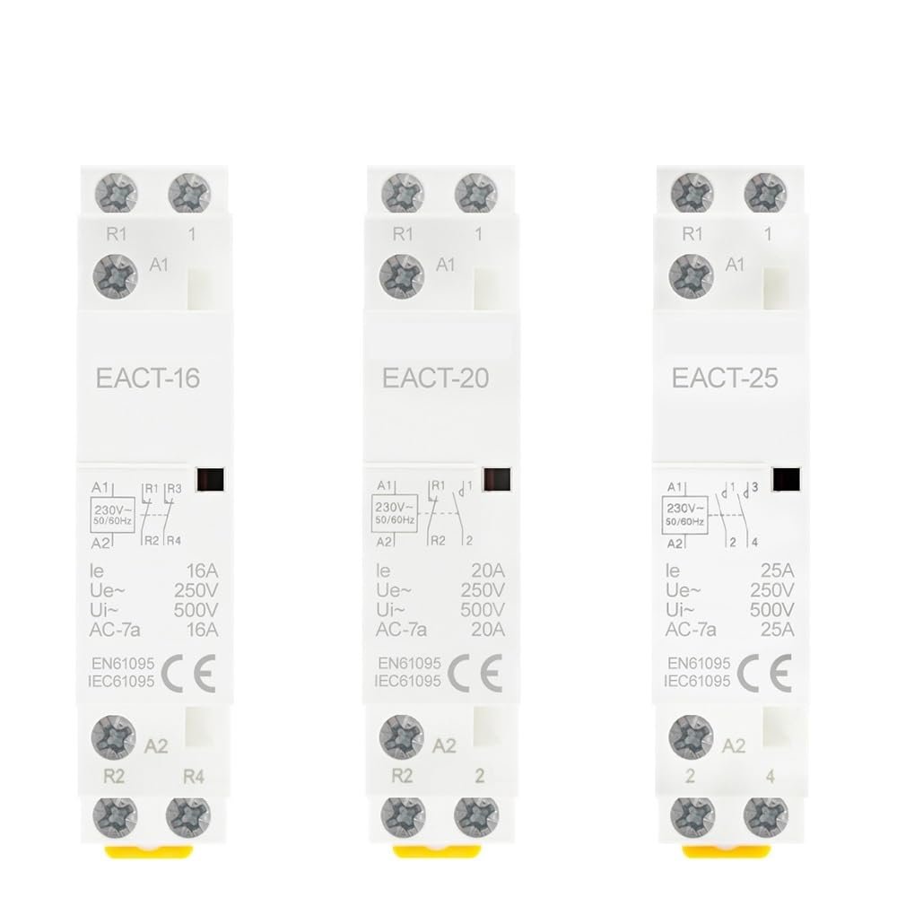2P 16A 20A 25A 1NO 1NC 2NO 2NC AC 220V 230V 50/60Hz Din Rail Mounted Household Modular AC Contactor for Home House Hotel(2P 16A 2NC)