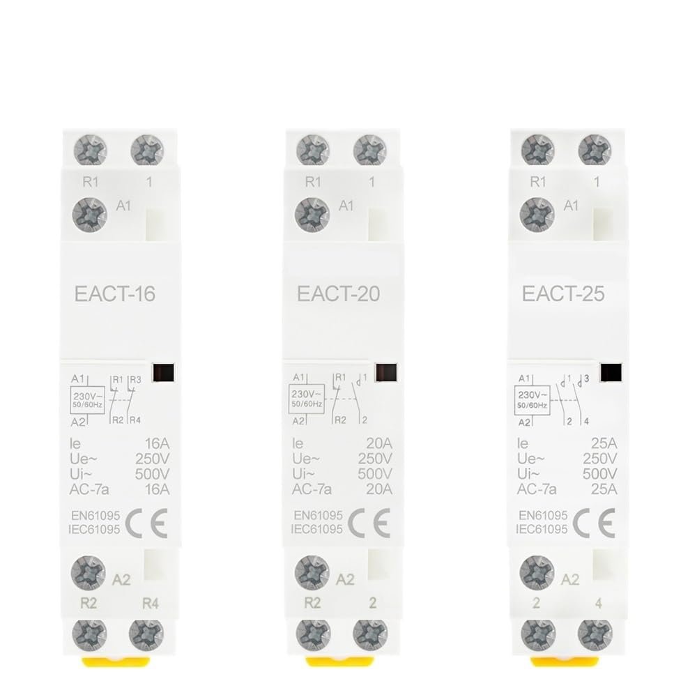 2P 16A 20A 25A 1NO 1NC 2NO 2NC AC 220V 230V 50/60Hz Din Rail Mounted Household Modular AC Contactor for Home House Hotel(2P 25A 2NO)