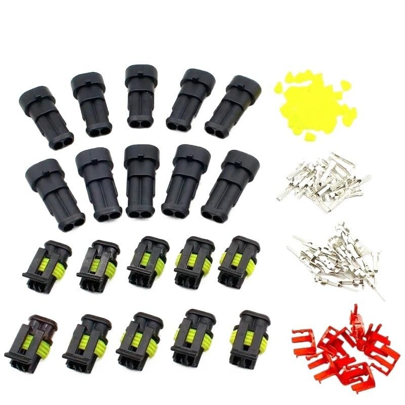 10 Kit 2 Pin Way Water Proof Electrical Wire Connector Plug 1.5mm Terminals 2Pin HID Plug Auto Xenon lamp Plug
