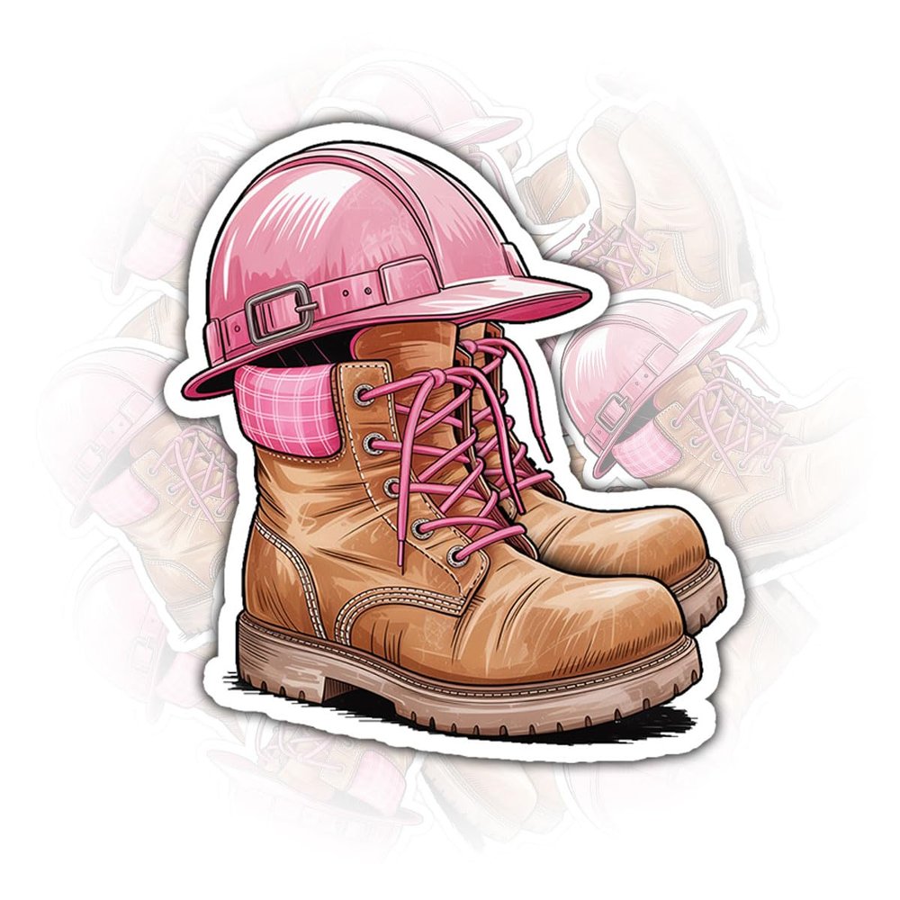 (3 Pcs) Pink Worker Sticker, Feminine Blue Collar Job Pride Vinyl Sticker for Water Bottle Skateboard Helmet Hard Hat Toolbox Decal, Gifts for Women Girl Friends in Welders Electricians