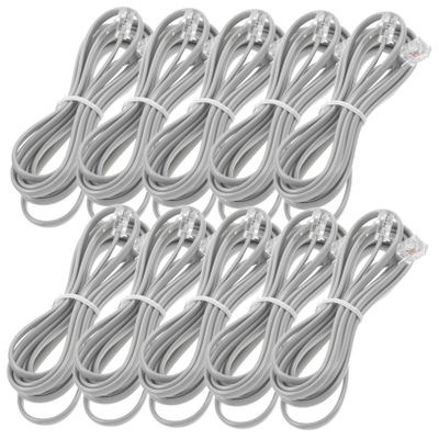 HAKIDZEL 10pcs PC Phone Extension Cords Silver Gray PVC Telephone Line Cable for Office Hotel Fax Answering Machine Replacement