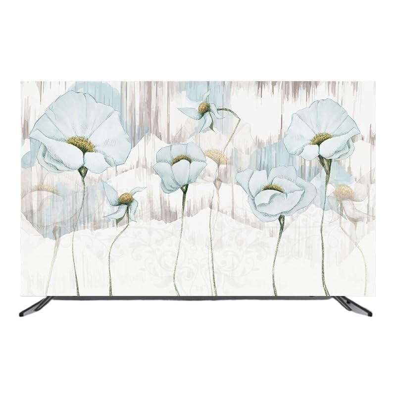 TV Cover Dustproof Covers TV Cloth Cover Floral Hanging Desktop Curved Universal(MULTI,Customized Size)