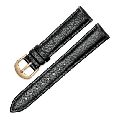 INEOUT Genuine Leather Watch Strap For Women Quick Release Band 12mm 14mm 16mm 18mm 20mm Fashion Watchband Wristwatches(BLACK GD,18mm)