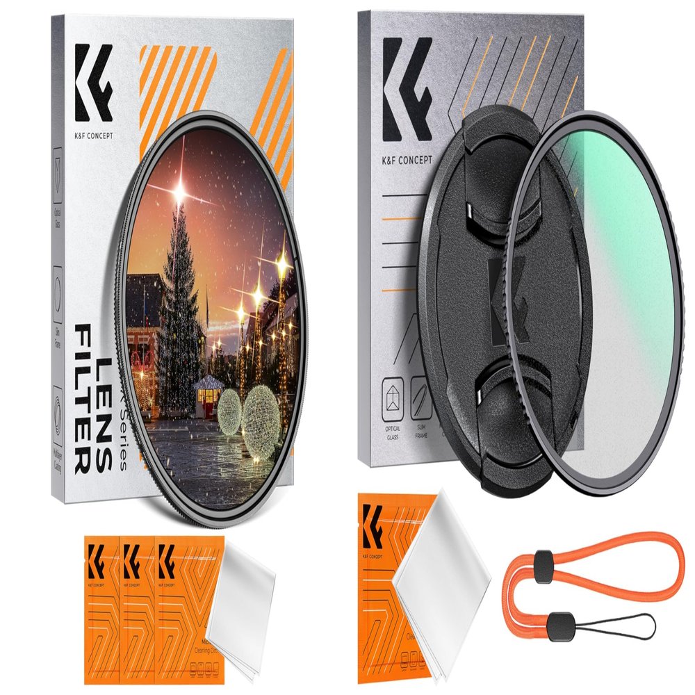 67mm Black Diffusion 1/4 Effect & 4-8 Points Variable Star Filter Cross Screen Starburst Filter