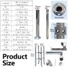 ERRULAN 304 Stainless Steel Security Pole, Camera Surveillance Pole and Bracket for School Backyard Porch Patio Walkway, Wide Angle CCTV Pole with Quick Setup(Height 4.9+4.9 ft) view 2