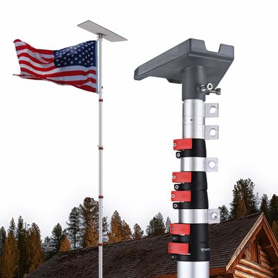 Yescom EZ GO 30ft Starlink Gen 3 Ground Pole Mount Kit with Adapter Telescopic Flagpole Mount for Outside House Inground Tailgating Outdoor Camping Silver