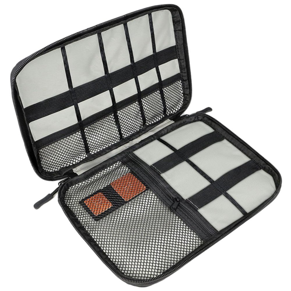 CONGARTENO Portable Digital Cable Organizer Bag Small Electronic Accessories Storage Pouch Lightweight Travel Case for USB Cords Chargers Power Banks Gray