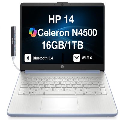 HP 14 Business Laptop 14.0" HD Display w/DKZ USB Port Expander