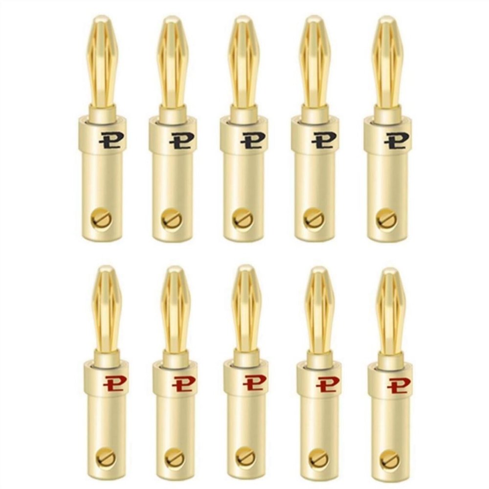 100PCS Gold Speaker Banana Cable Wire Adapters Plugs Copper Straight Connectors