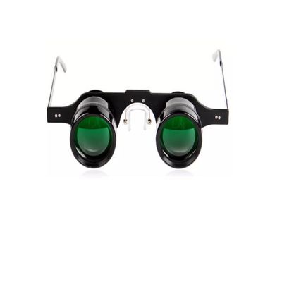 Glasses-Style Head-Mounted Fishing Binoculars, 10x Magnification, Clear Float Viewing & Zoom, Tinted Lenses, Sporty & Stylish Design (Blue Coating)