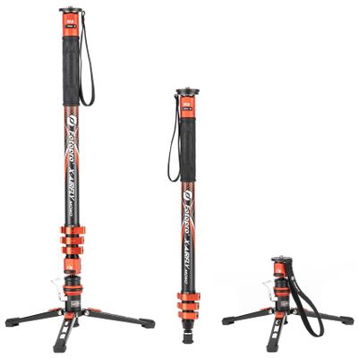 Fotopro Professional Camera Monopod with Feet, 73.4" Carbon Fiber Portable Travel Monopod with Removable Tripod Stand Base, Quick Release for Travel Sports Wildlife Photo, 22 lbs Load, X-Airfly Mono